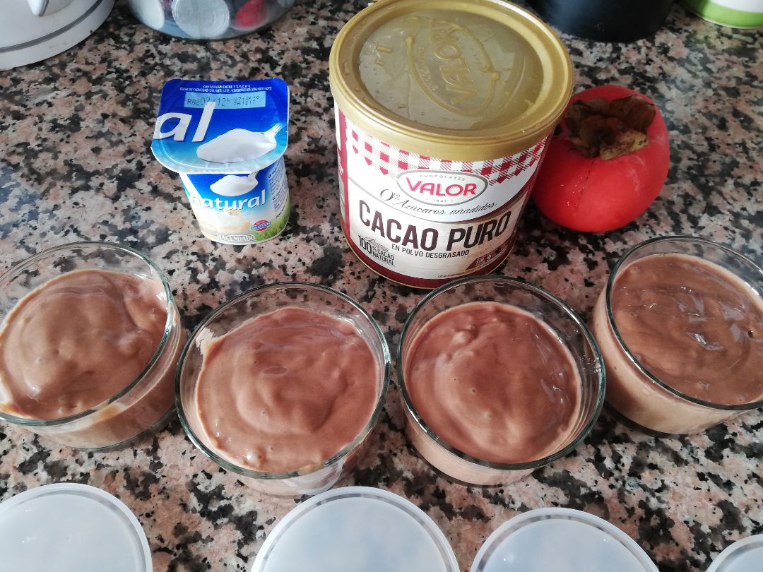 "natillas de caqui y chocolate" Step 0