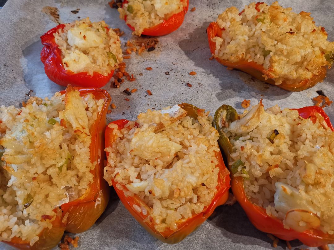 Pimientos con Bacalao y Gambas Pimientos con Bacalao y Gambas