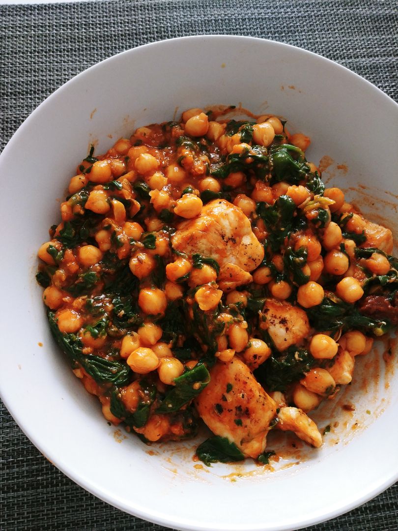 Espinacas con garbanzos y pollo Espinacas con garbanzos y pollo