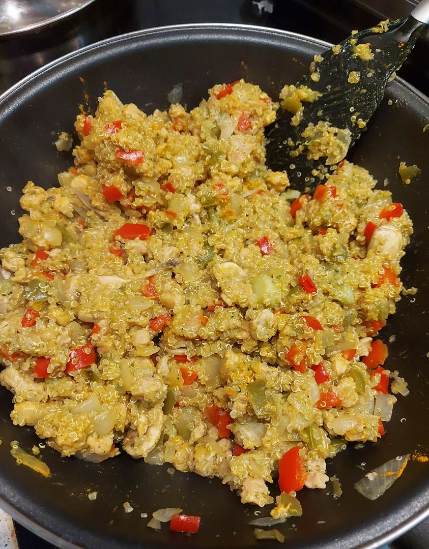 Quinoa con verduras y soja texturizada Quinoa con verduras y soja texturizada