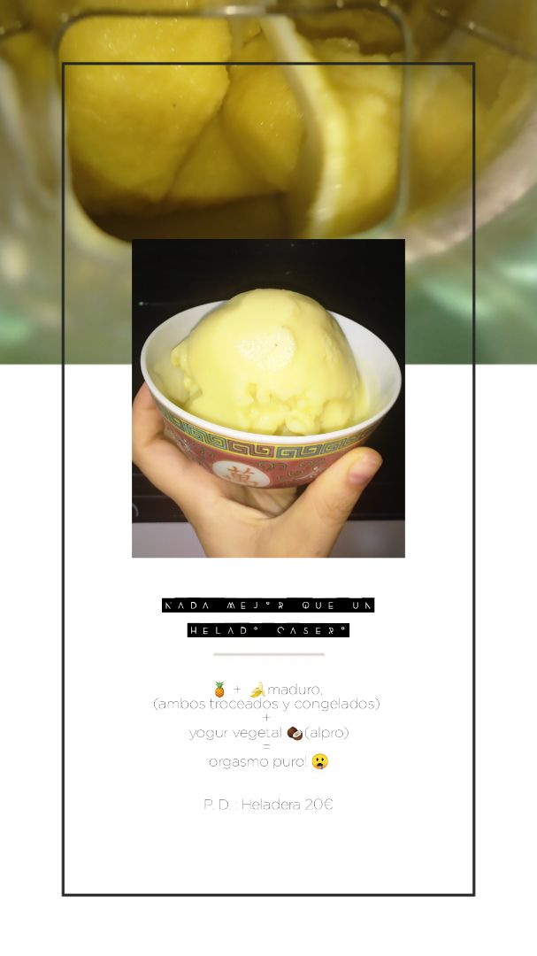 Helado de piña colada y plátano Helado de piña colada y plátano