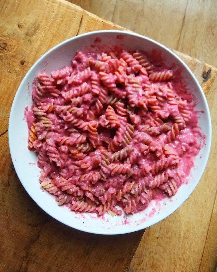 Pasta con remolacha