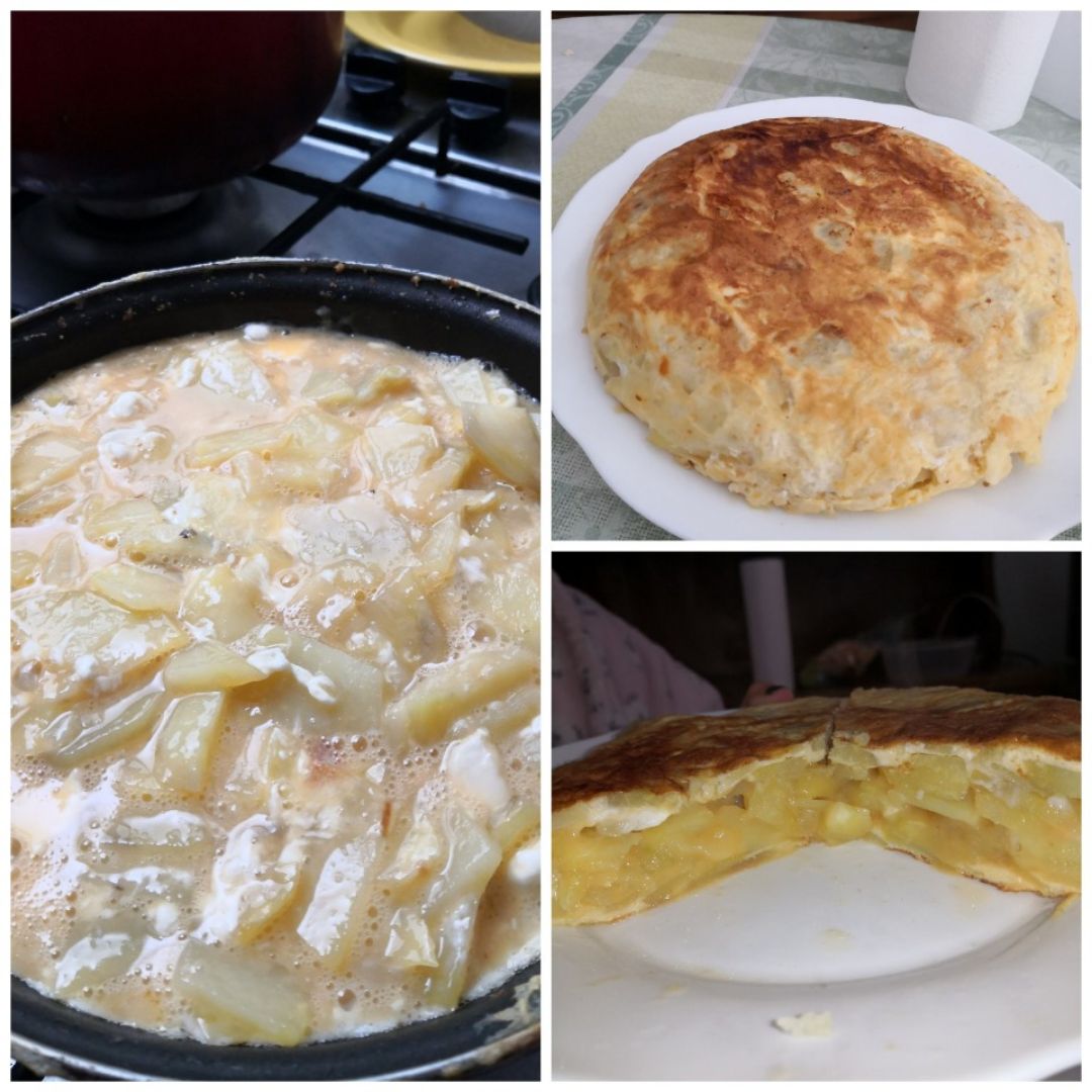 Tortilla de patatas con queso de cabra