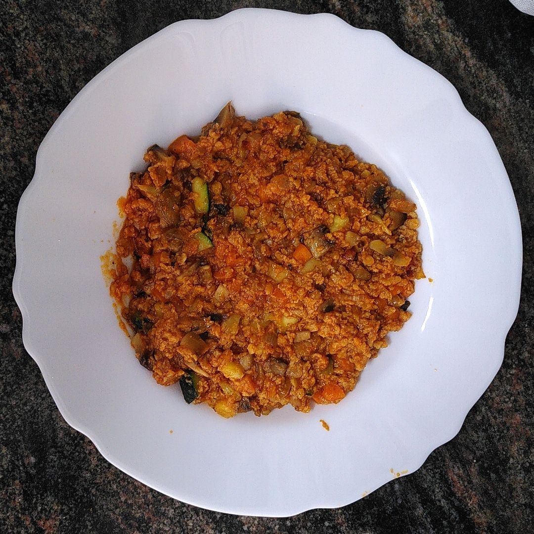 Boloñesa vegana de soja texturizada Boloñesa vegana de soja texturizada