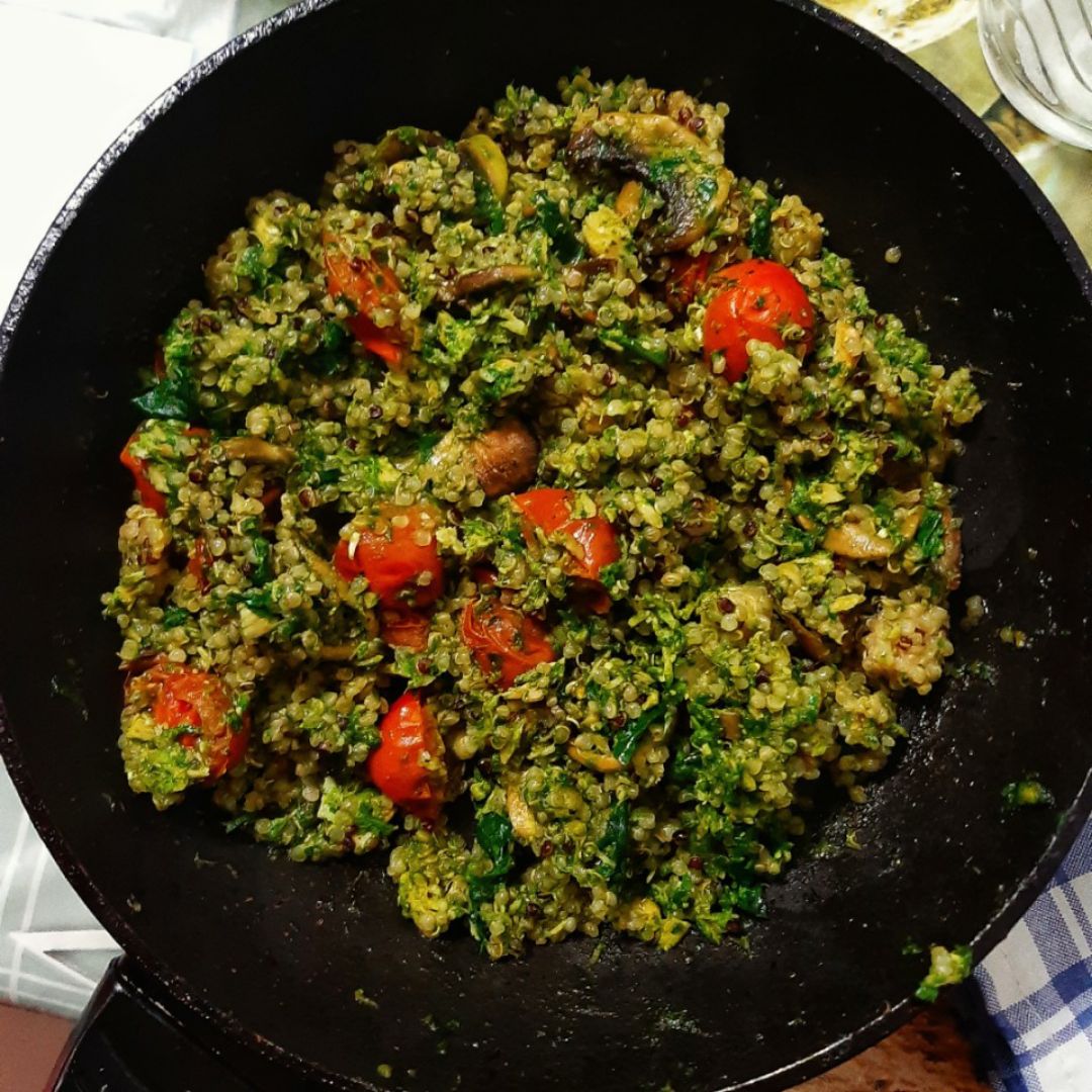 Quinoa con PESTO DE ESPINACAS