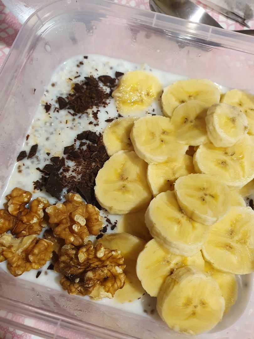 Pudin de Chía y Avena con toppings 🍌🥥🍫🥜