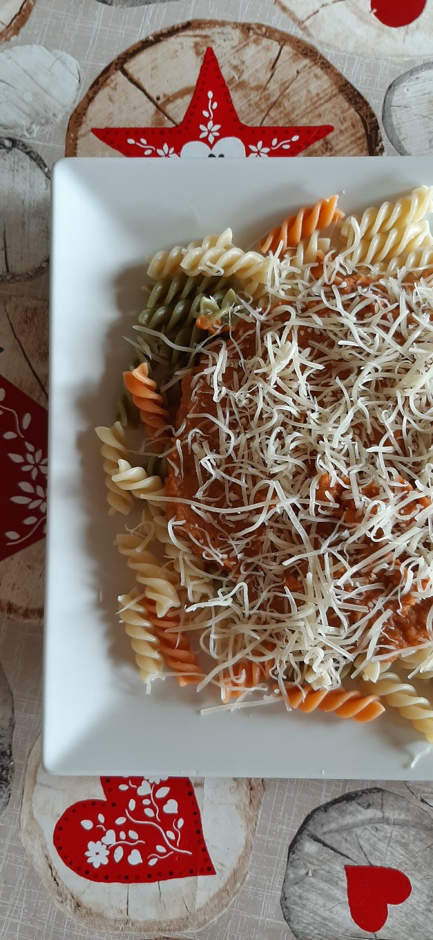 Pasta a la boloñesa de lenteja