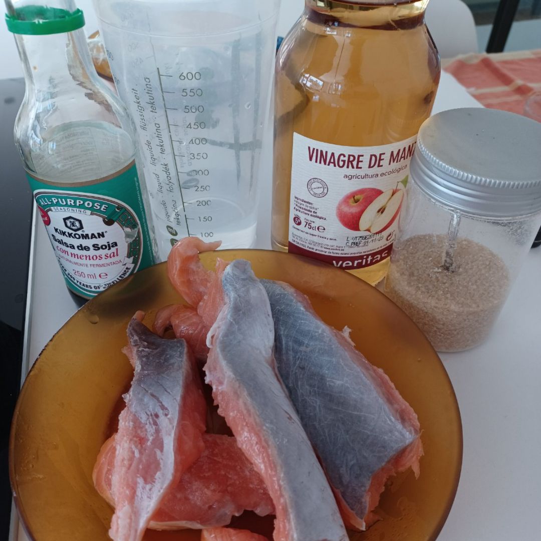 Arroz con salmón terayaki Paso 5 Arroz con salmón terayaki Paso 5