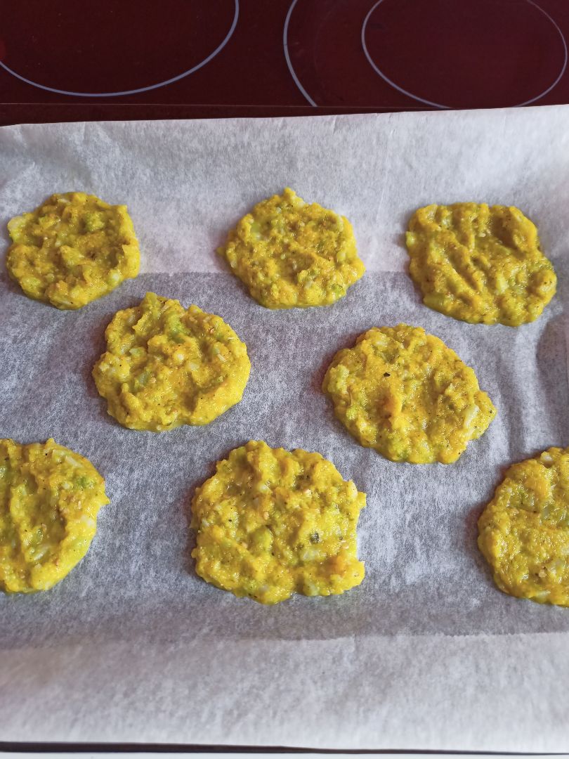 Tortillitas de brócoli y calabaza al horno. Paso 3 Tortillitas de brócoli y calabaza al horno. Paso 3