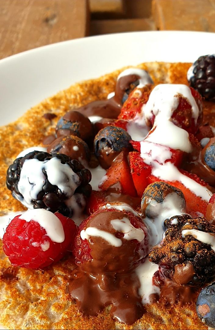 Tortitas de avena con frutos rojos Tortitas de avena con frutos rojos