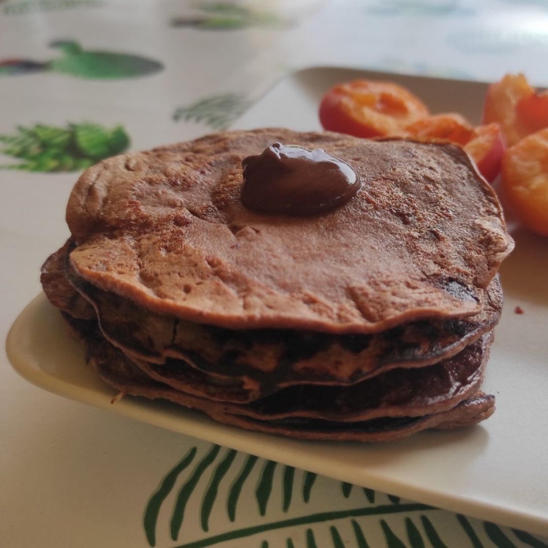 Banana-coconut-peanut butter-chocolate Pancakes😋 Banana-coconut-peanut butter-chocolate Pancakes😋