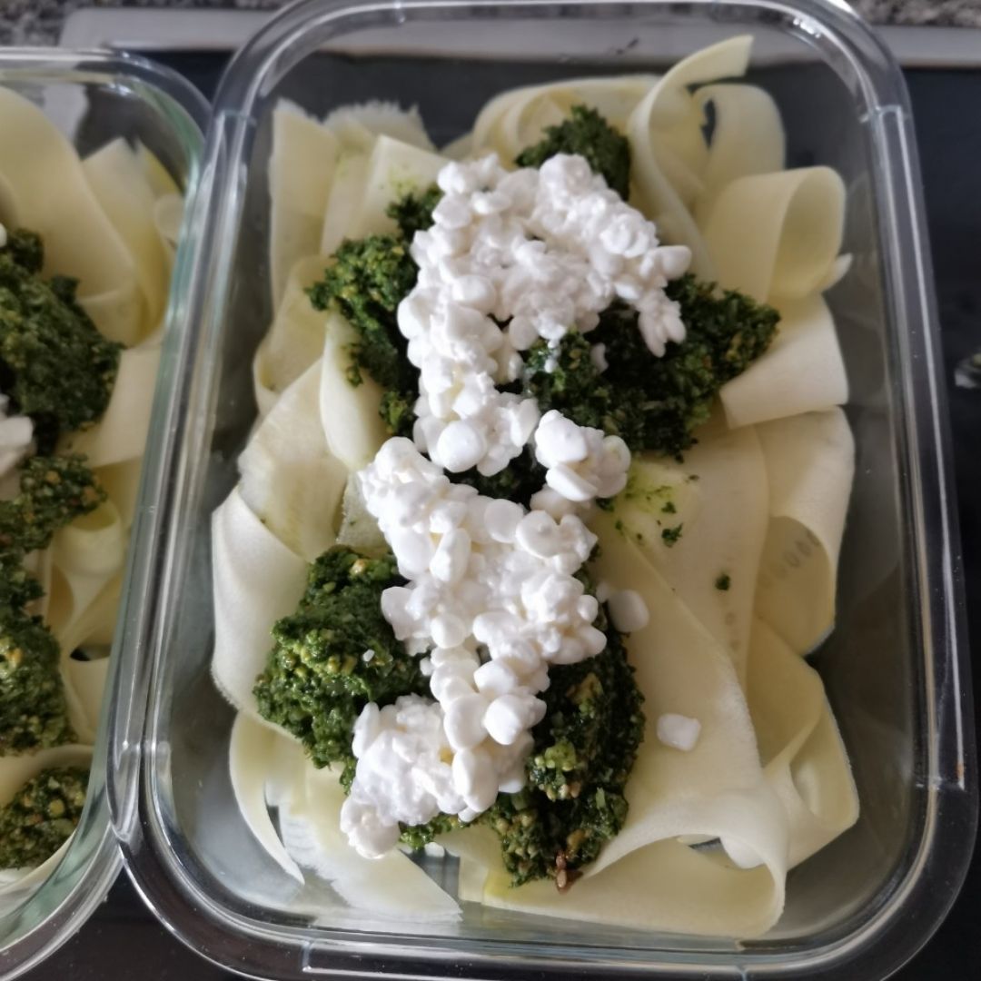 Pappardelle de calabacín con pesto de espinacas Paso 2 Pappardelle de calabacín con pesto de espinacas Paso 2
