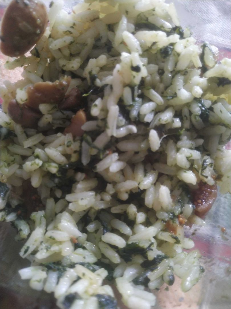 Arroz con champiñones y espinacas Arroz con champiñones y espinacas