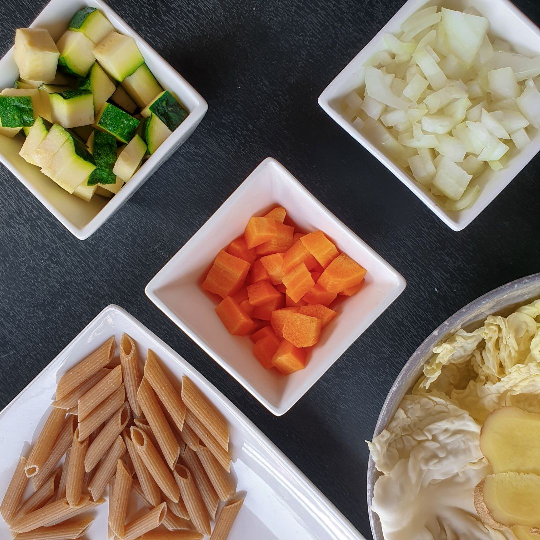Macarrones integrales estilo asiático  Paso 1