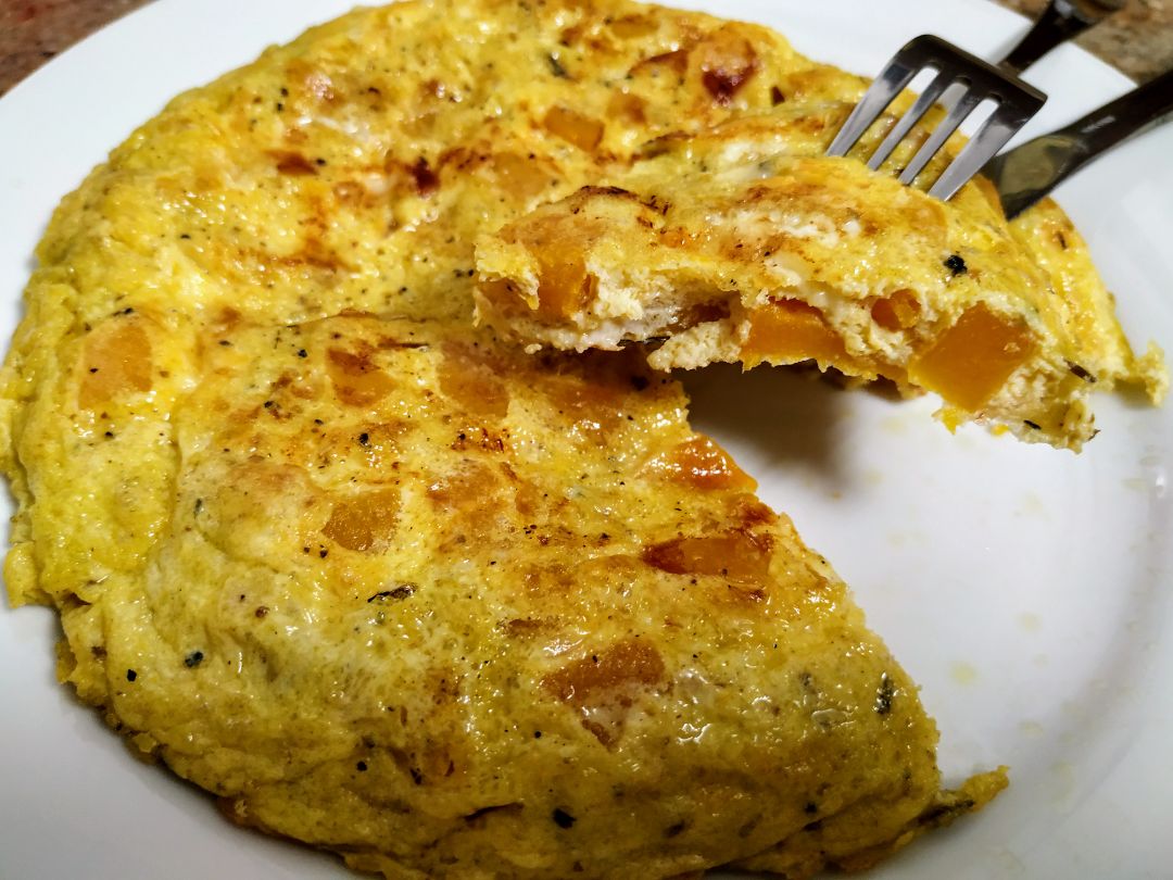 Tortilla de calabaza asada y especiada Tortilla de calabaza asada y especiada