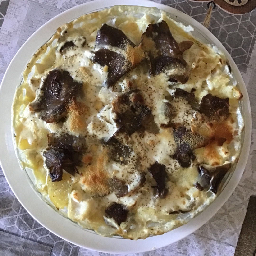 Patatas al horno con tofu y setas