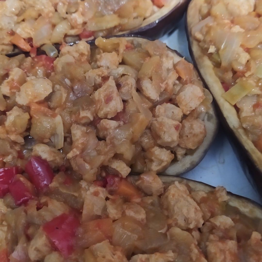 Berenjenas rellenas de soja texturizada y verduras Paso 11