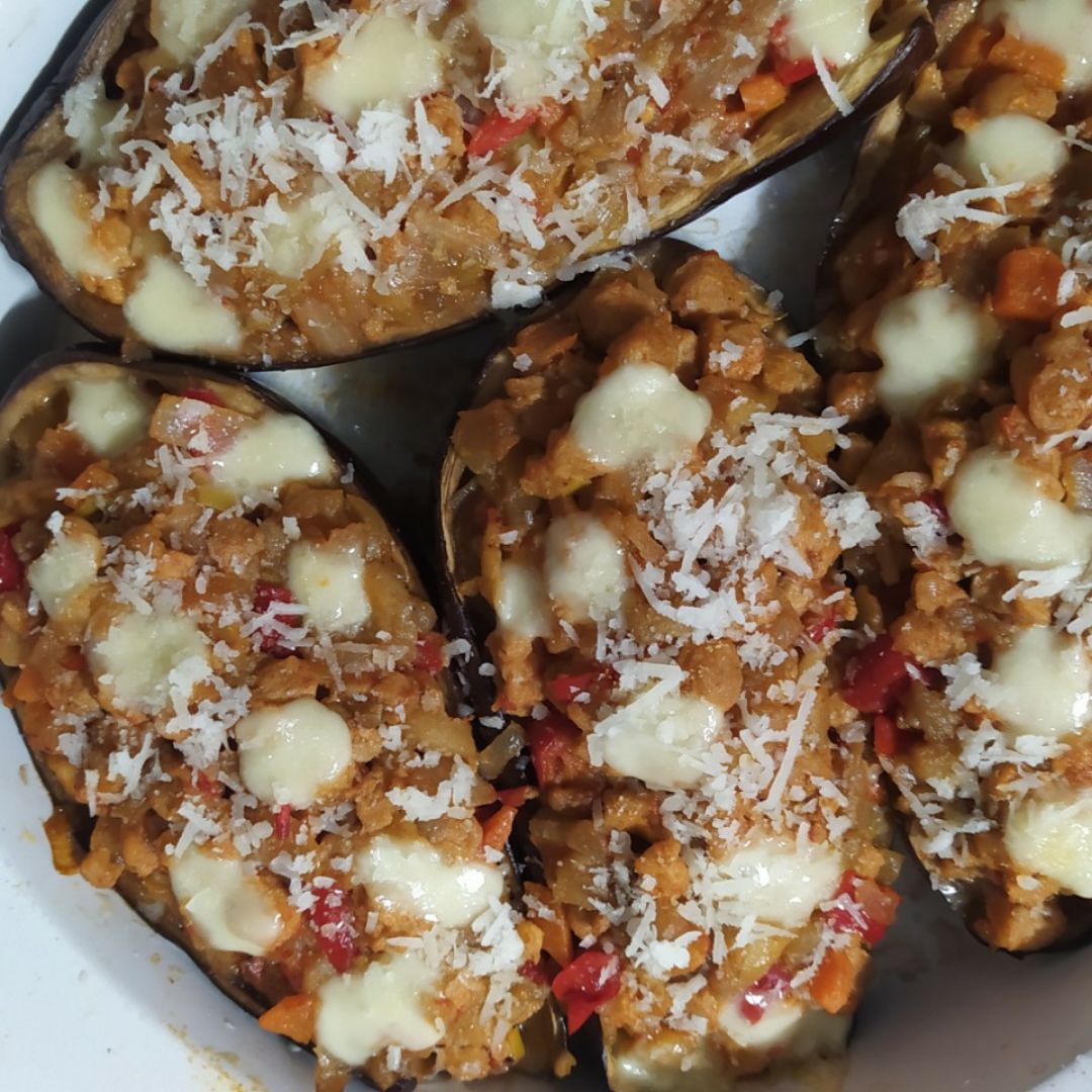 Berenjenas rellenas de soja texturizada y verduras Paso 12