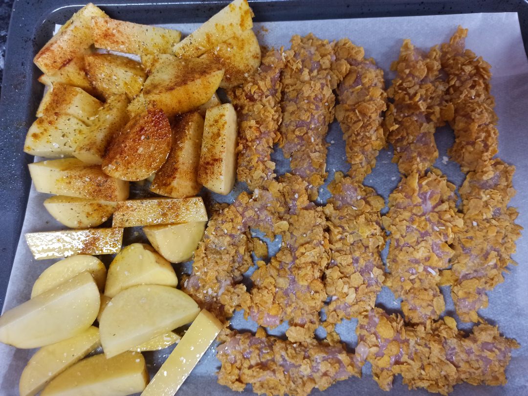 Nuggets con copos de maiz al horno Paso 2 Nuggets con copos de maiz al horno Paso 2