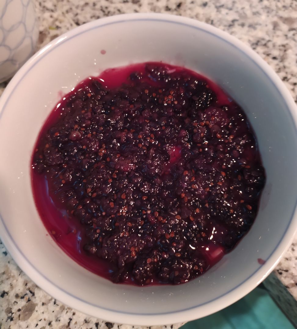 Yogur con mermelada de moras casera