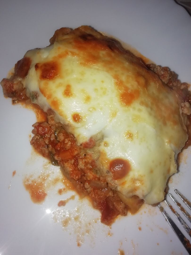 Lasaña de berenjena con bechamel de tapines Lasaña de berenjena con bechamel de tapines