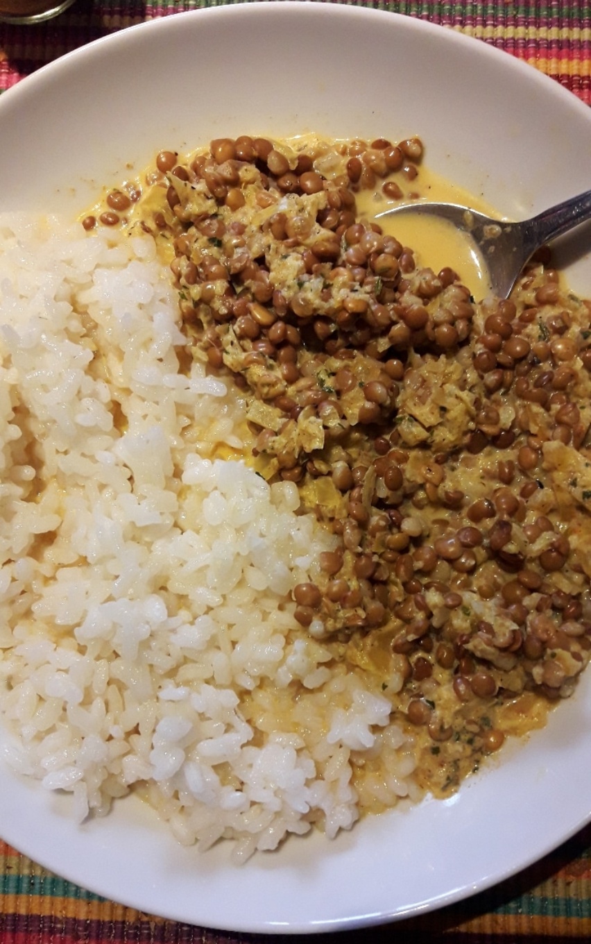 Lentejas al curry con arroz
