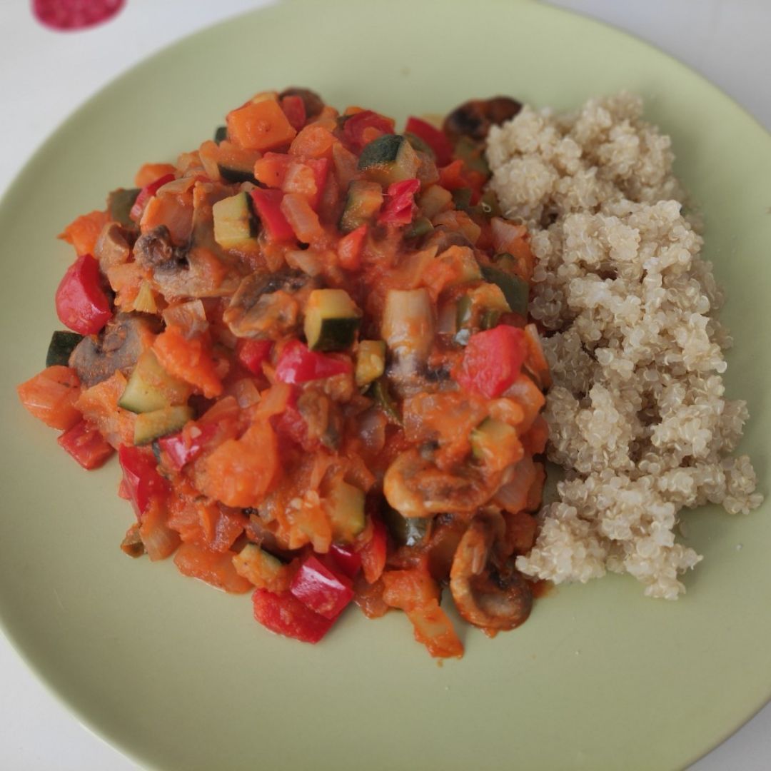 Bacalao con pisto y quinoa Bacalao con pisto y quinoa