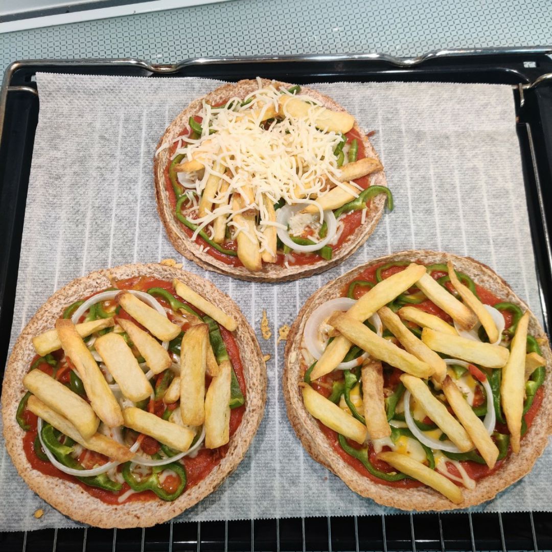 Pizza vegetal con patatas fritas Paso 4 Pizza vegetal con patatas fritas Paso 4