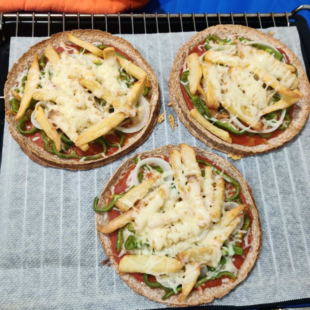 Pizza vegetal con patatas fritas Paso 5 Pizza vegetal con patatas fritas Paso 5