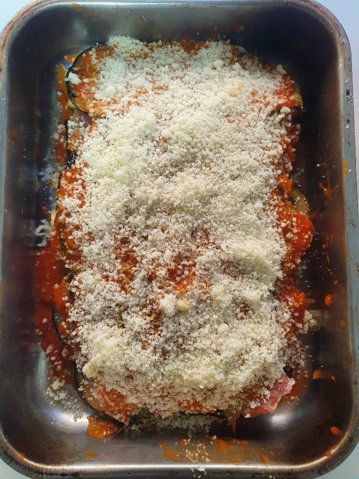Parmesana de berenjena con jamón Parmesana de berenjena con jamón