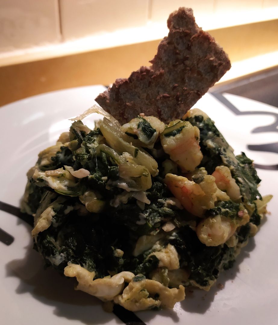 Revuelto de acelgas con gambas Revuelto de acelgas con gambas