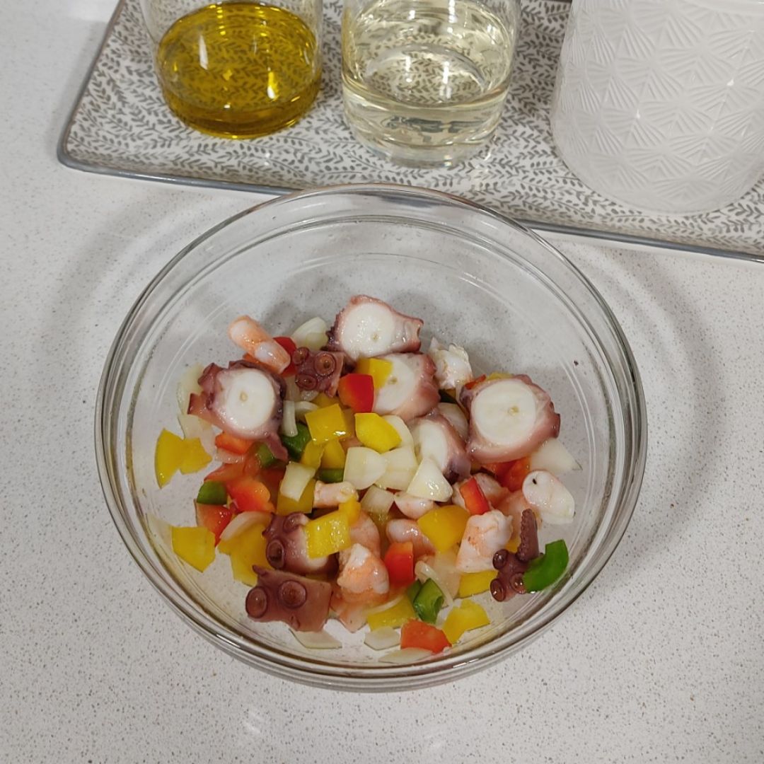 Salpicón de pulpo y langostinos Salpicón de pulpo y langostinos