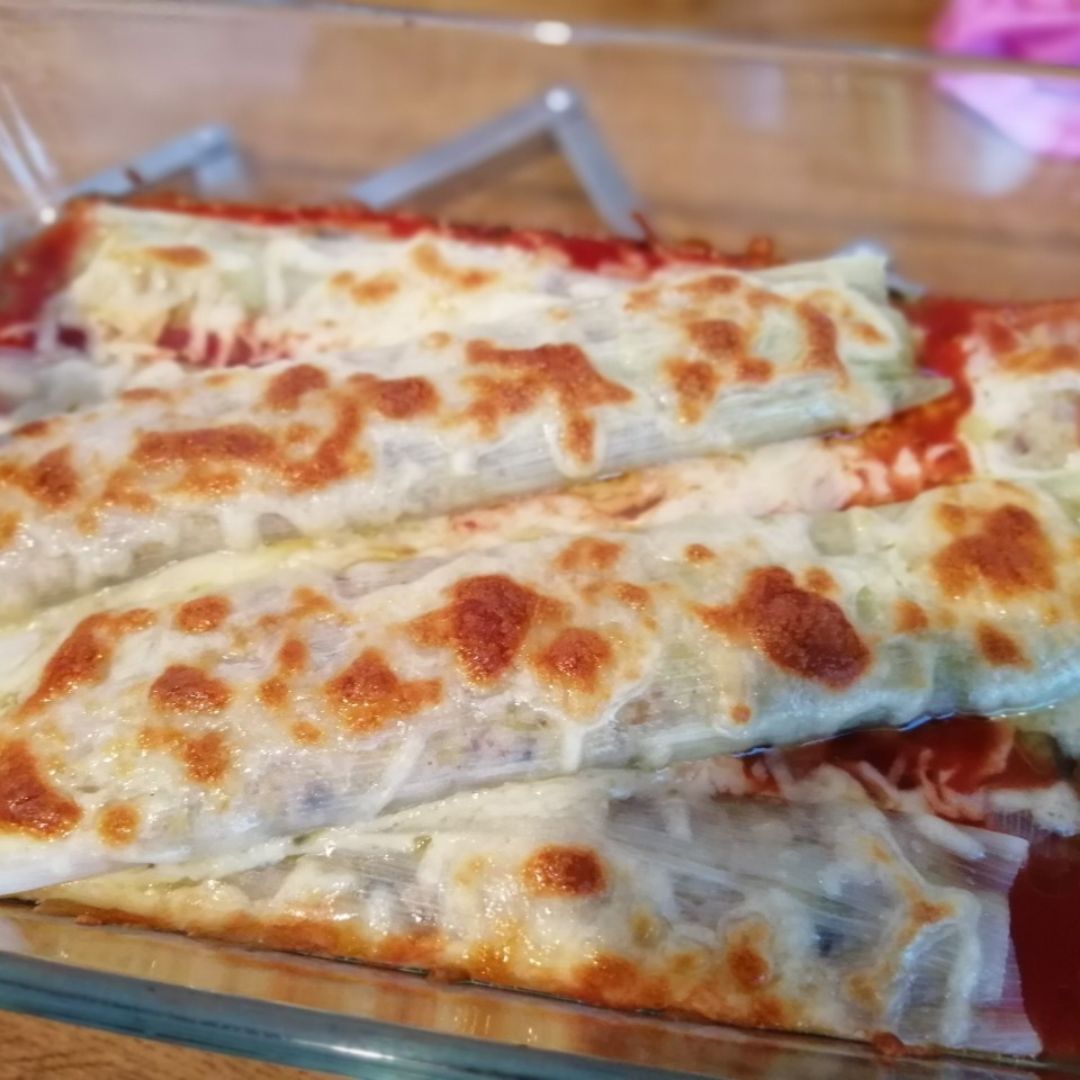 Canelones de puerro 