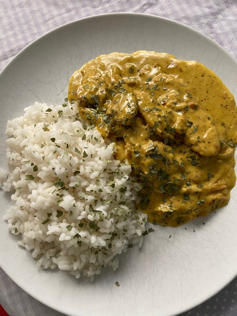 Arroz con heura al curry 