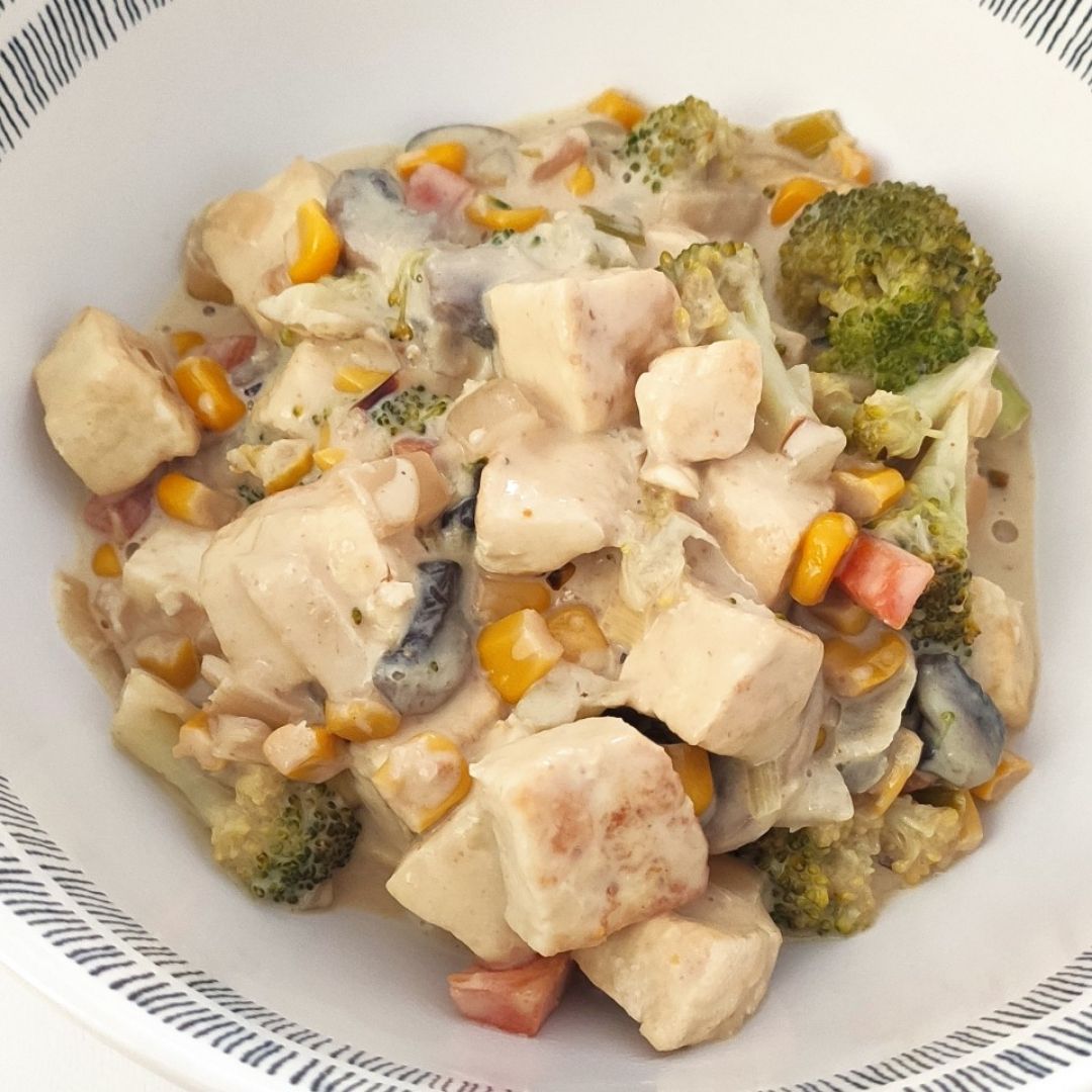 Tofu en salsa de coco y cacahuete Tofu en salsa de coco y cacahuete