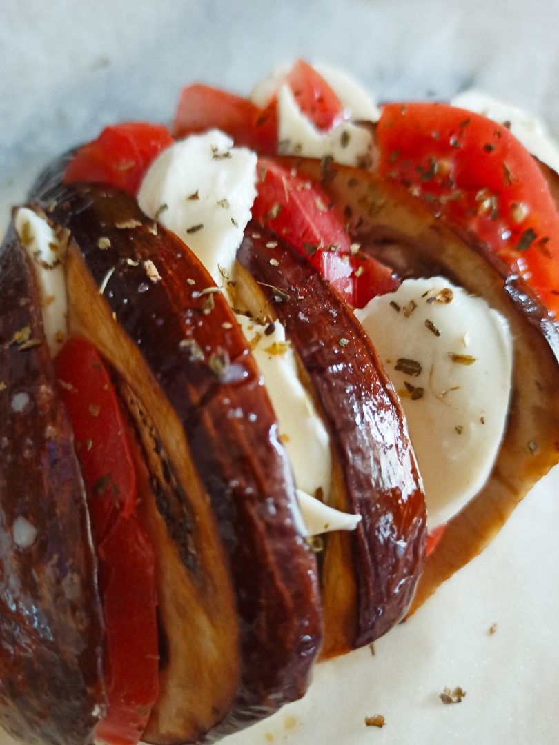 Abanico de berenjena, tomate y mozzarella Paso 2