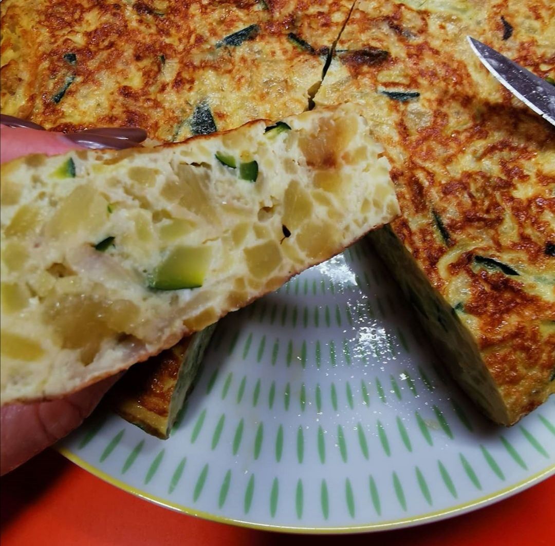 Tortilla de patatas y verduras sin aceite Tortilla de patatas y verduras sin aceite