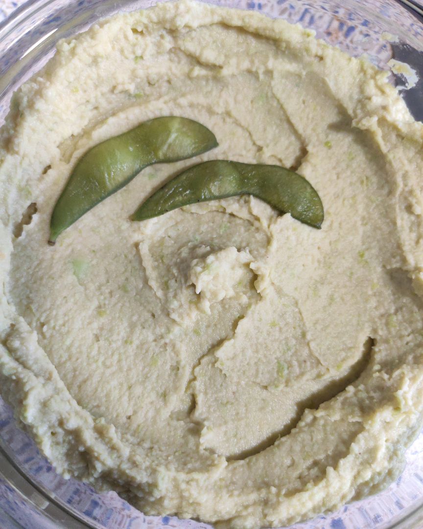 Hummus de garbanzo y edamames Hummus de garbanzo y edamames