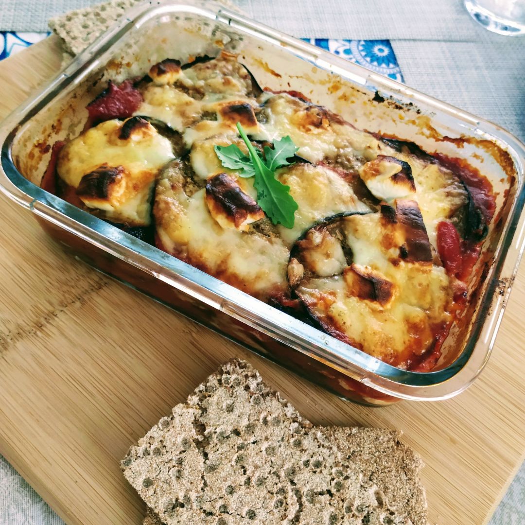 Lasaña de 🍆🥬🍅🧀 Lasaña de 🍆🥬🍅🧀