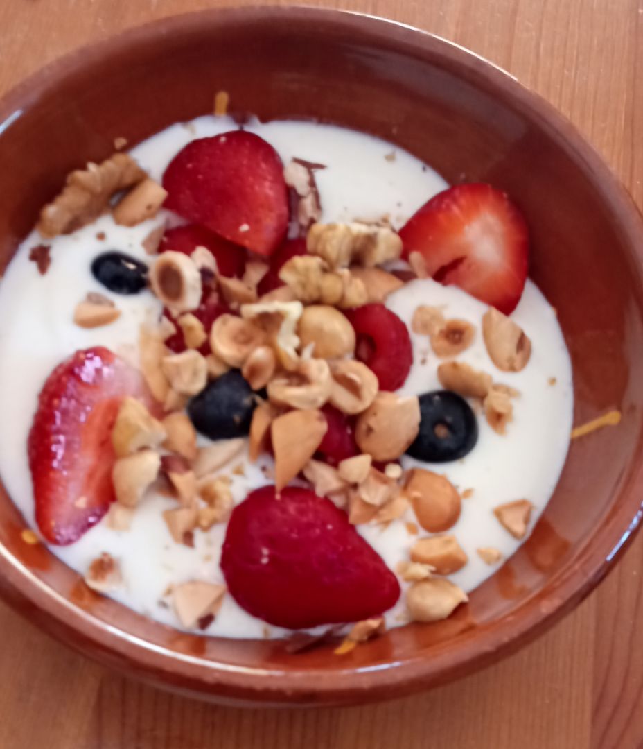 Yoghur con frutos rojos y frutos secos Yoghur con frutos rojos y frutos secos