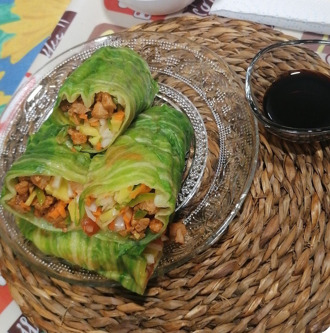 Rollitos orientales de lechuga y sojaStep 0