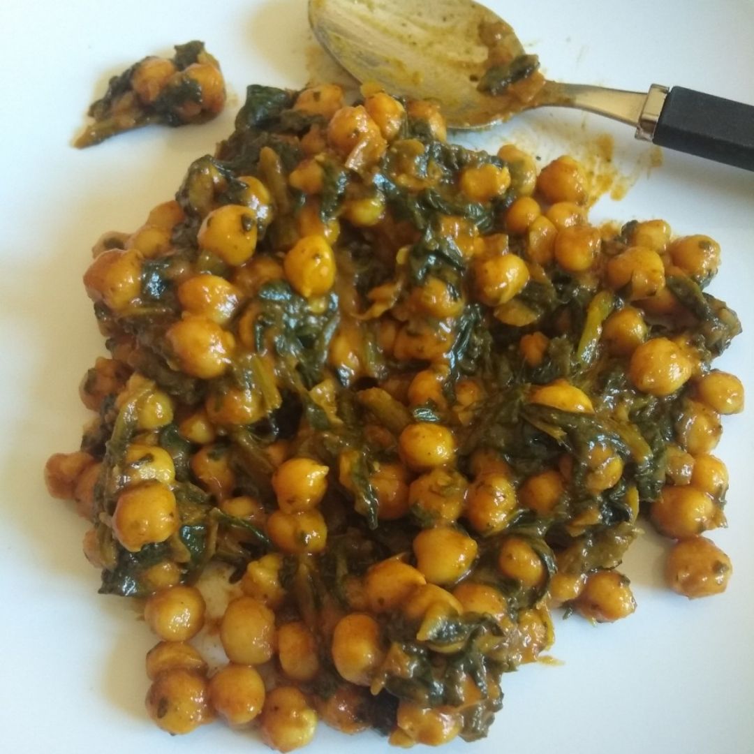 Garbanzos con espinacas al curryStep 0