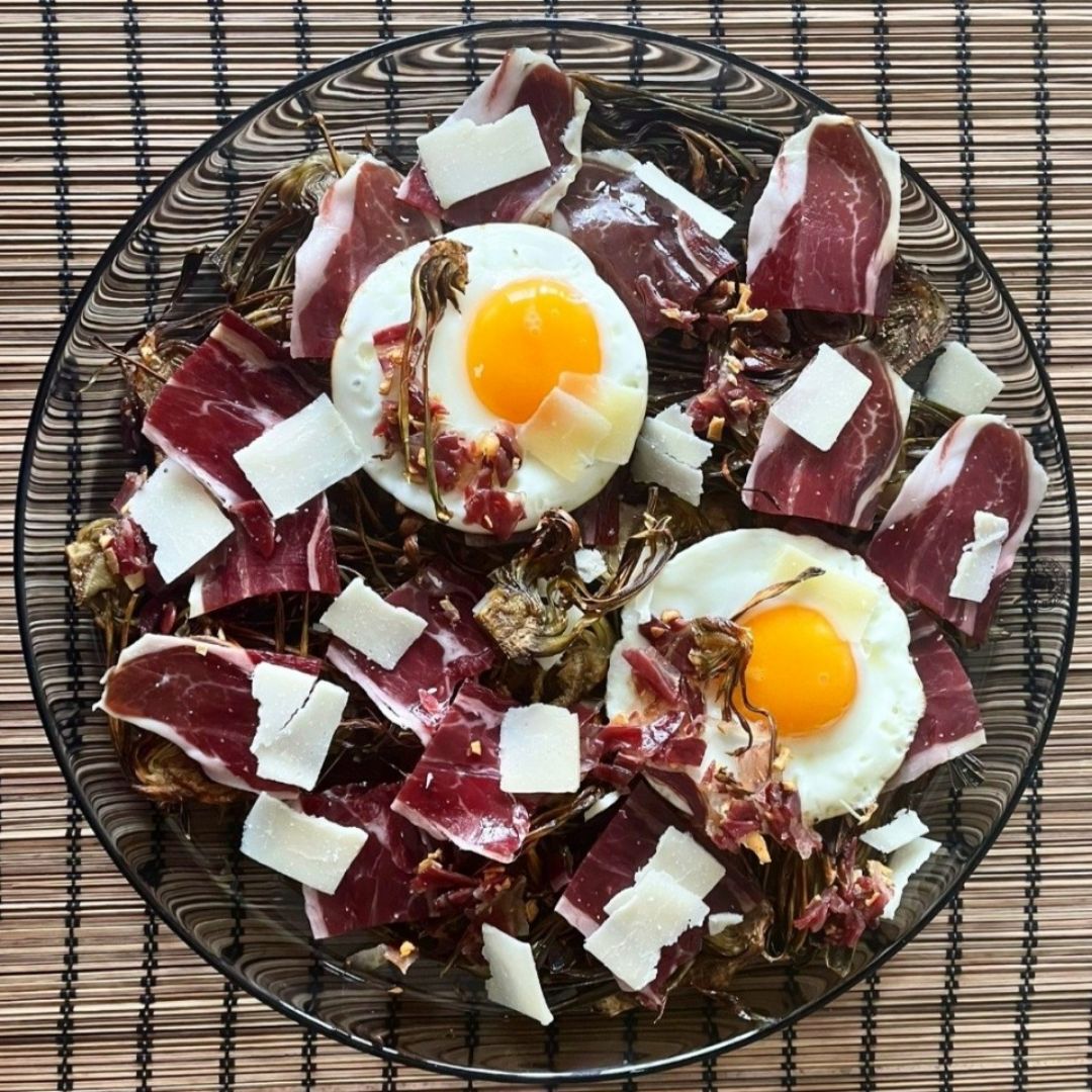 Alcachofas al horno con huevo y jamón Alcachofas al horno con huevo y jamón