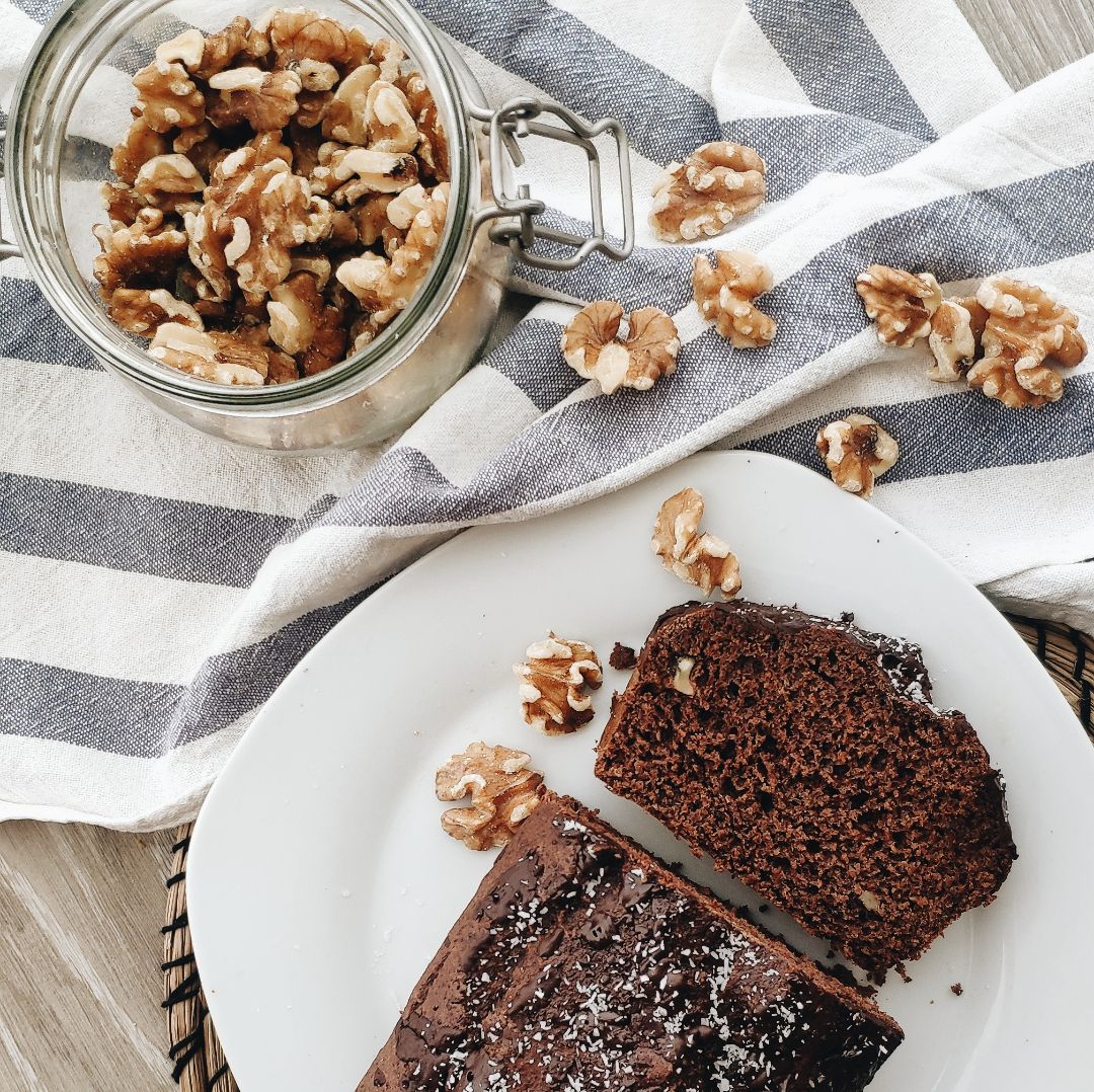 BizChoco de plátano, nueces y crema de cacahuete