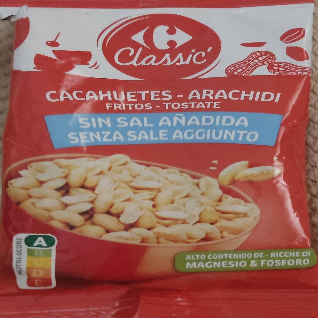 Cacahuetes fritos sin sal añadida 