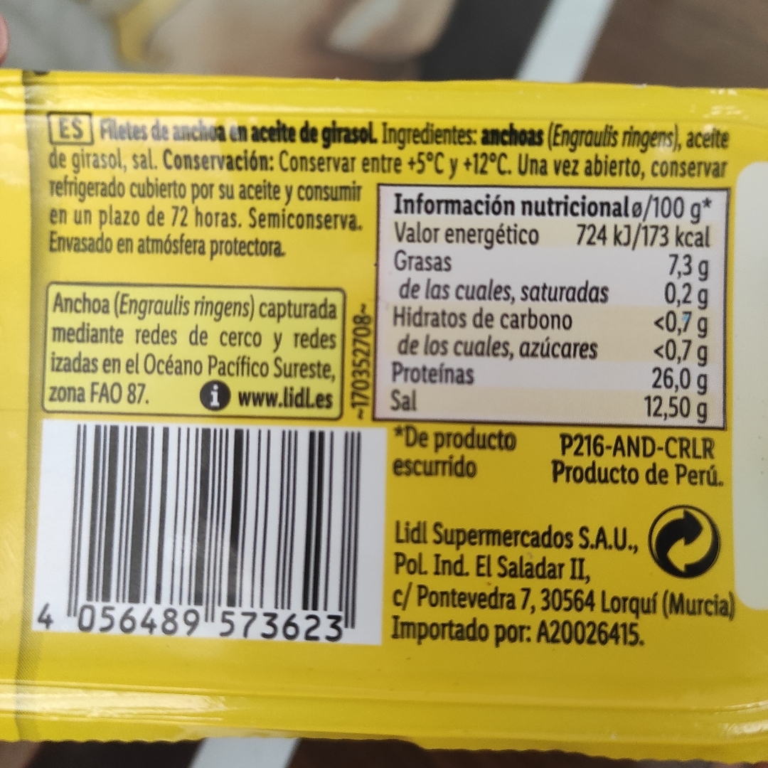Filetes de anchoa en aceite de girasol Filetes de anchoa en aceite de girasol