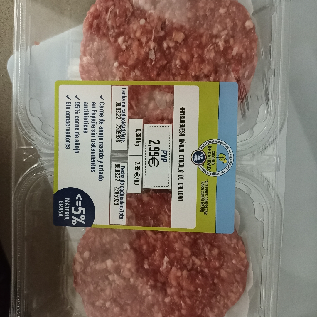 Hamburguesa añojo círculo de califad