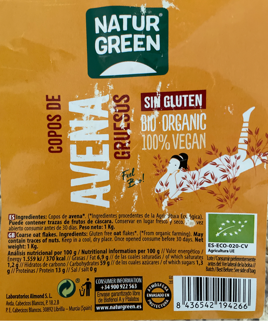 Avena integral sin gluten Avena integral sin gluten