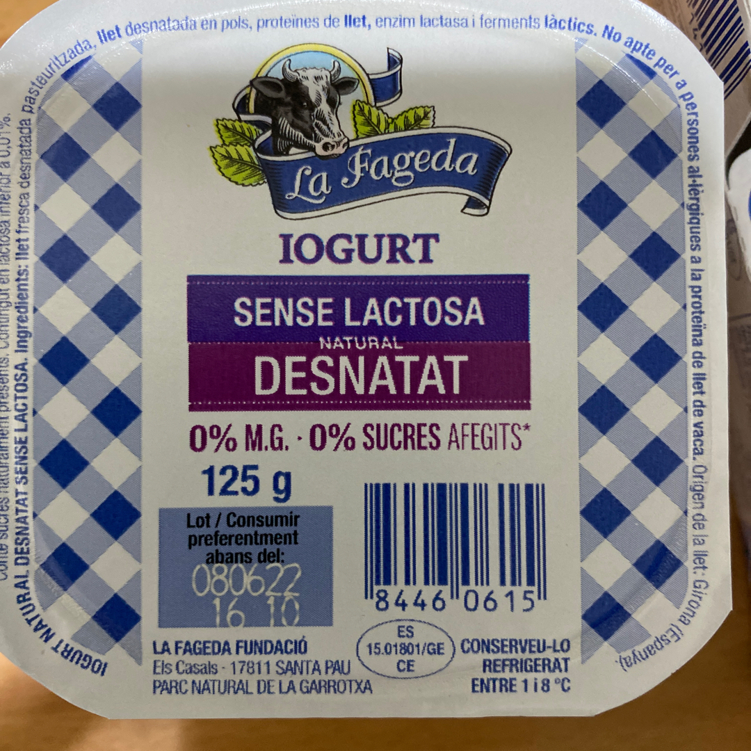 Yogurt Sin Lactosa Natural Desnatado Yogurt Sin Lactosa Natural Desnatado