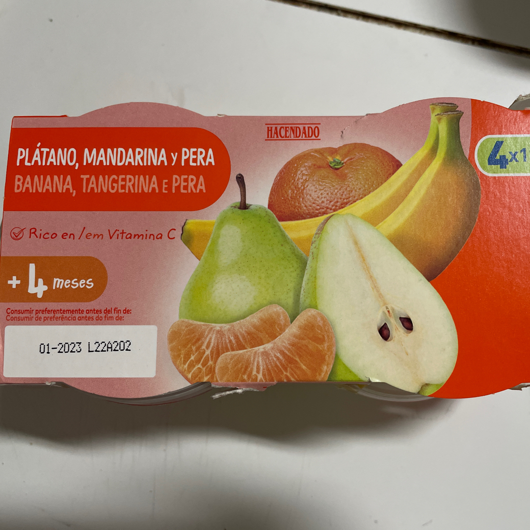 Puré de plátano, mandarina y pera